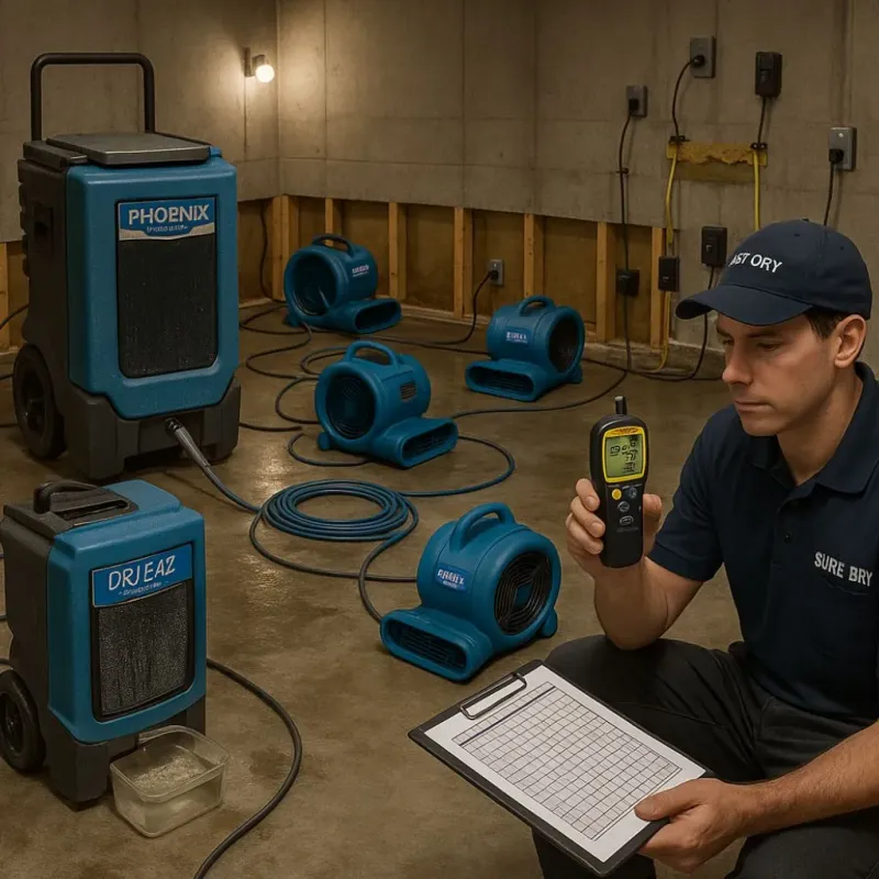 Structural Drying and Dehumidification process in Finley, ND